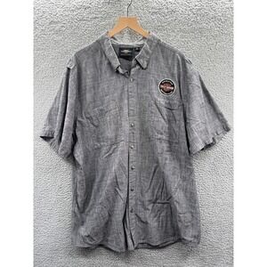 Harley Davidson Button Up Shirt Mens 3XL Gray Short Sleeve